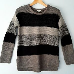 Calvin Klein Jeans Wool Blend w/Lurex metallic thread Sz M black/Taupe multi